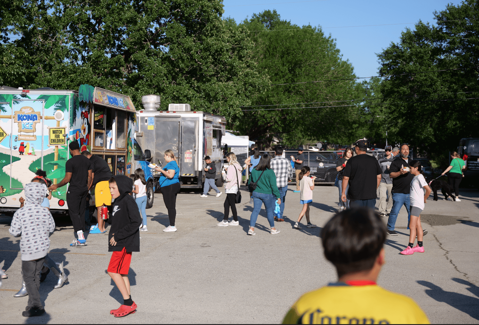People standing in line for snow cones