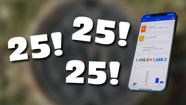 Graphic promoting smart water monitoring with large “25!” text repeated three times beside a smartphone displaying a water usage app dashboard with alerts, usage data, and consumption charts.